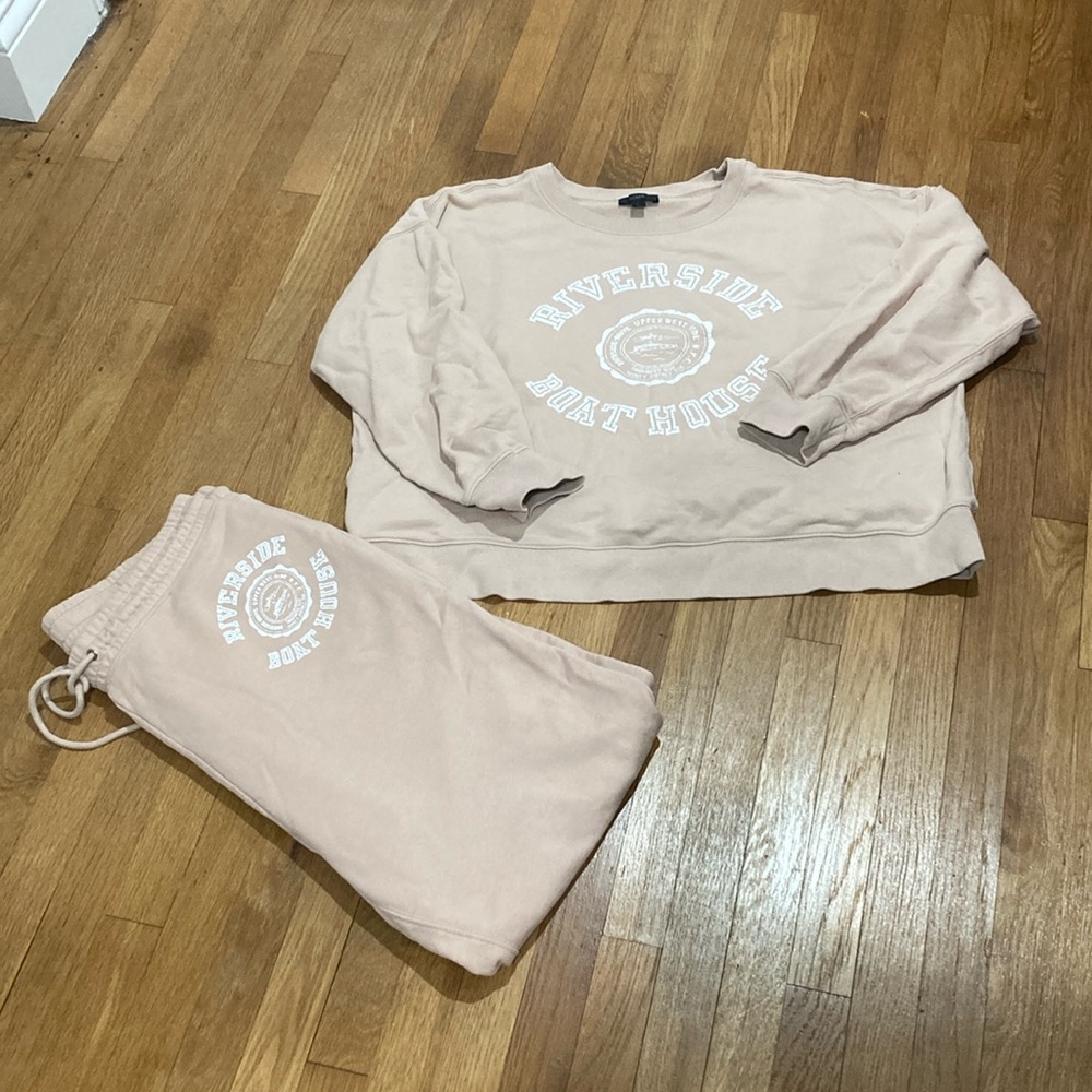 J. Crew Beige Riverside Sweatshirt & Joggers Set 100% cotton